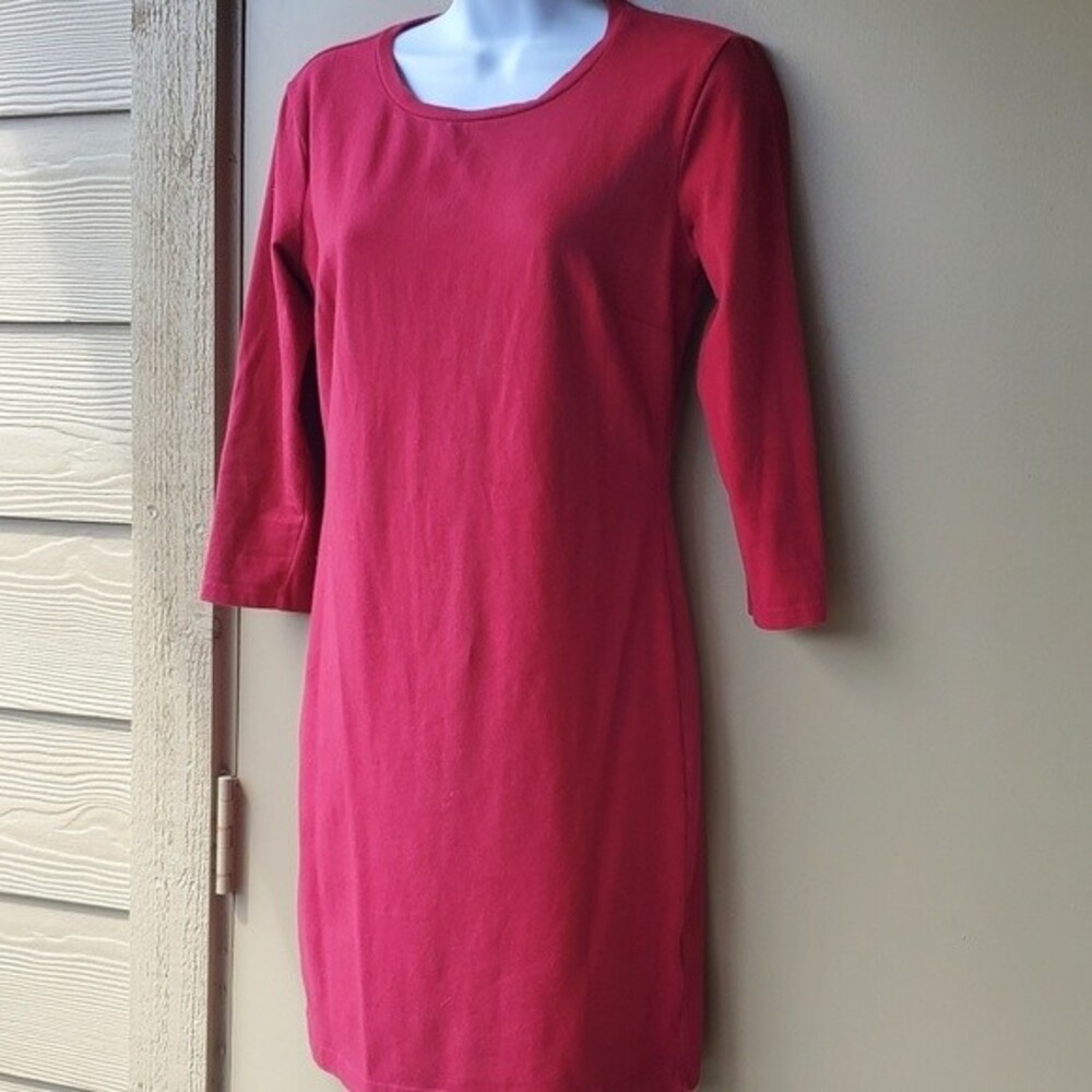 Old Navy 3/4 Sleeve Stretchy Midi Womens Red Petite Dressy Casual Dress sz SP - Picture 3 of 11